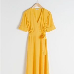 & Other Stories Yellow Wrap Dress Size 8
